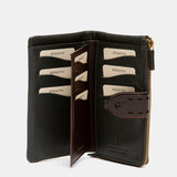 Cartera grande en piel verde