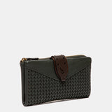 Cartera grande en piel verde