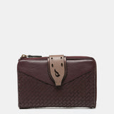 Cartera mediana en piel burdeos