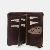 Cartera mediana en piel burdeos