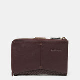 Cartera mediana en piel burdeos