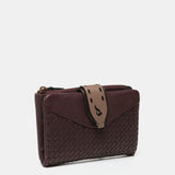 Cartera mediana en piel burdeos