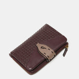 Cartera mediana en piel burdeos