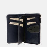 Cartera mediana en piel azul
