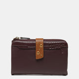 Cartera mediana en piel burdeos
