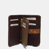 Cartera mediana en piel burdeos