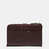 Cartera mediana en piel burdeos