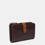 Cartera mediana en piel burdeos