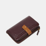 Cartera mediana en piel burdeos