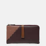 Cartera grande en piel bicolor burdeos