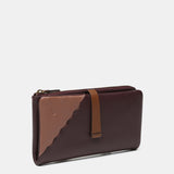 Cartera grande en piel bicolor burdeos