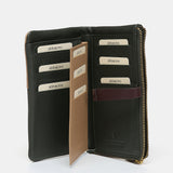 Large wallet in green two-tone leather