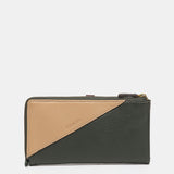 Large wallet in green two-tone leather