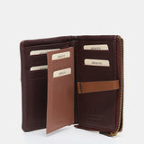 Medium wallet in two-tone burgundy leather