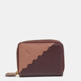 Cartera pequeña en piel bicolor burdeos