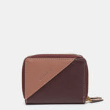 Cartera pequeña en piel bicolor burdeos