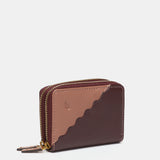 Cartera pequeña en piel bicolor burdeos