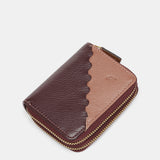 Cartera pequeña en piel bicolor burdeos