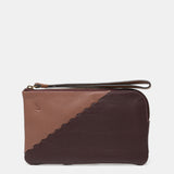 Two-tone burgundy leather toiletry bag