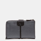 Cartera mediana en piel plateada