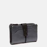 Cartera mediana en piel plateada