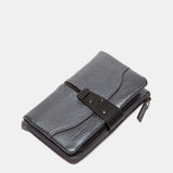 Cartera mediana en piel plateada