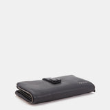 Large black leather wallet