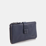 Medium wallet in blue leather
