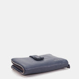 Medium wallet in blue leather