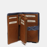 Cartera mediana en piel a cuadros azul