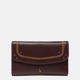 Cartera mediana en piel burdeos