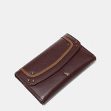 Cartera mediana en piel burdeos