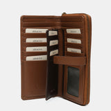 Cartera grande en piel cognac