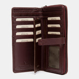 Cartera grande en piel burdeos