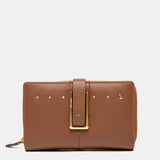 Cartera mediana en piel cognac