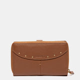 Cartera mediana en piel cognac