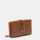 Cartera mediana en piel cognac