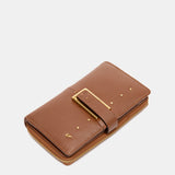 Cartera mediana en piel cognac