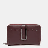 Cartera mediana en piel burdeos