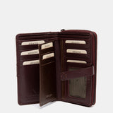 Cartera mediana en piel burdeos