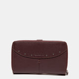 Cartera mediana en piel burdeos