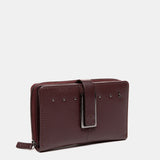 Cartera mediana en piel burdeos