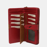 Large red leather wallet