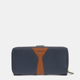 Large blue leather wallet