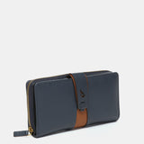 Large blue leather wallet