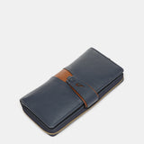 Large blue leather wallet