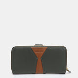 Large green leather wallet
