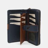 Medium wallet in blue leather