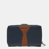 Medium wallet in blue leather