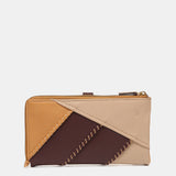 Large leather wallet in camel tones